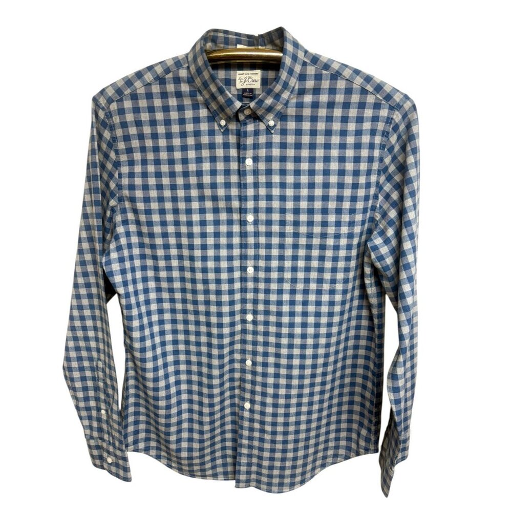 J Crew Secret Wash Check Stretch‎ Classic Fit Poplin Shirt